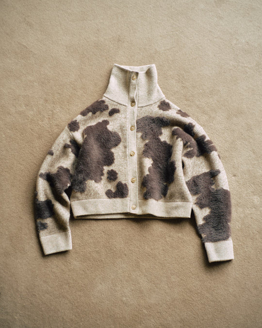 Pattern Knint Blouson -Brown- - 01