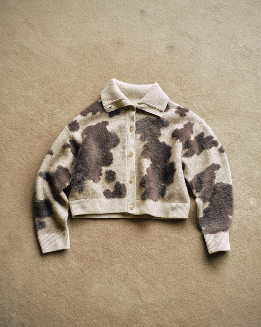 Pattern Knint Blouson -Brown- - 02