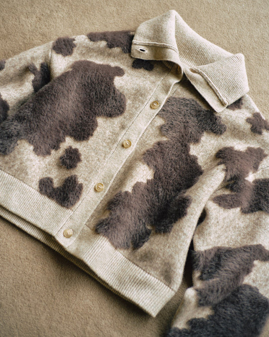 Pattern Knint Blouson -Brown- - 05