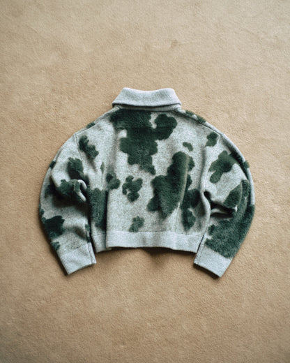 Pattern Knint Blouson -Green- - 03