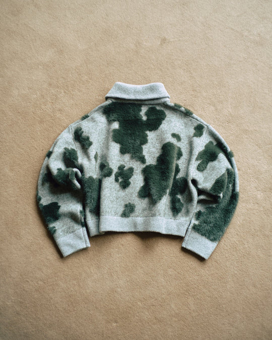 Pattern Knint Blouson -Green- - 03