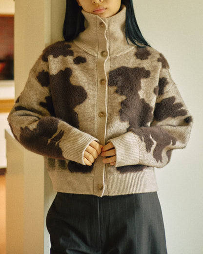 Pattern Knint Blouson -Brown- - 25