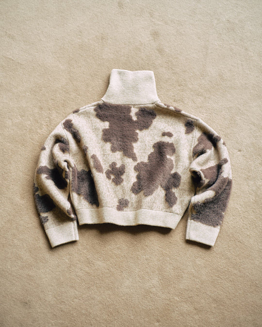 Pattern Knint Blouson -Brown- - 04