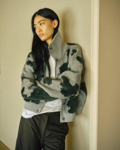 Pattern Knint Blouson -Green- - 27