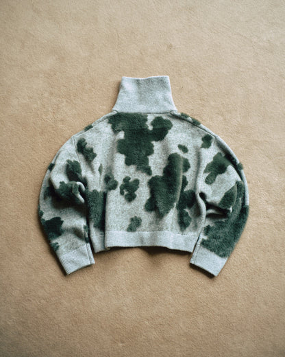 Pattern Knint Blouson -Green- - 04