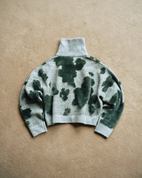 Pattern Knint Blouson -Green- - 04