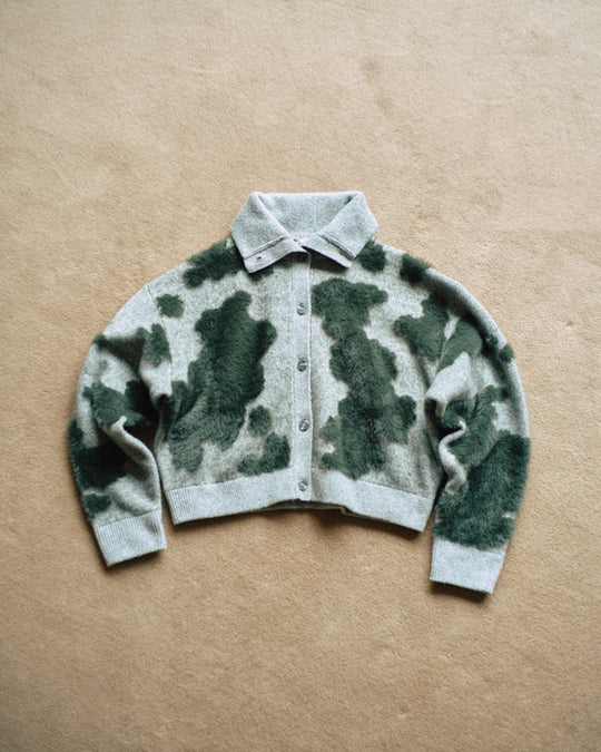 Pattern Knint Blouson -Green- - 02