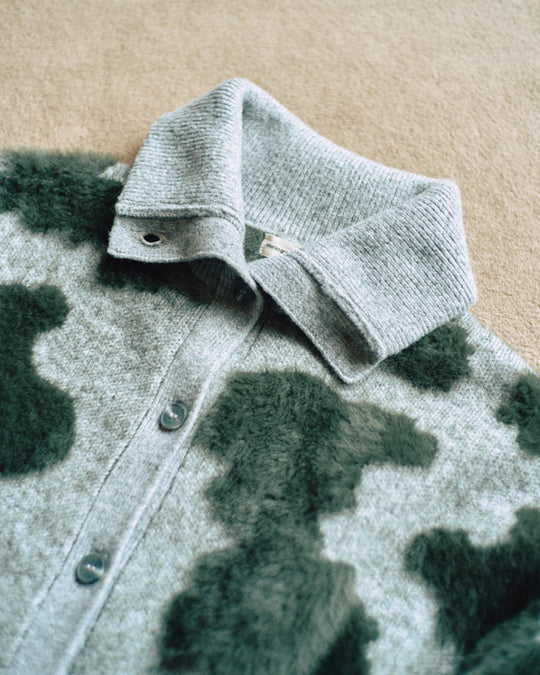 Pattern Knint Blouson -Green- - 08