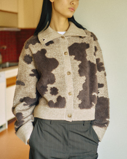 Pattern Knint Blouson -Brown- - 21