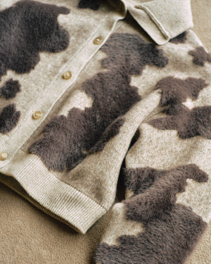Pattern Knint Blouson -Brown- - 09