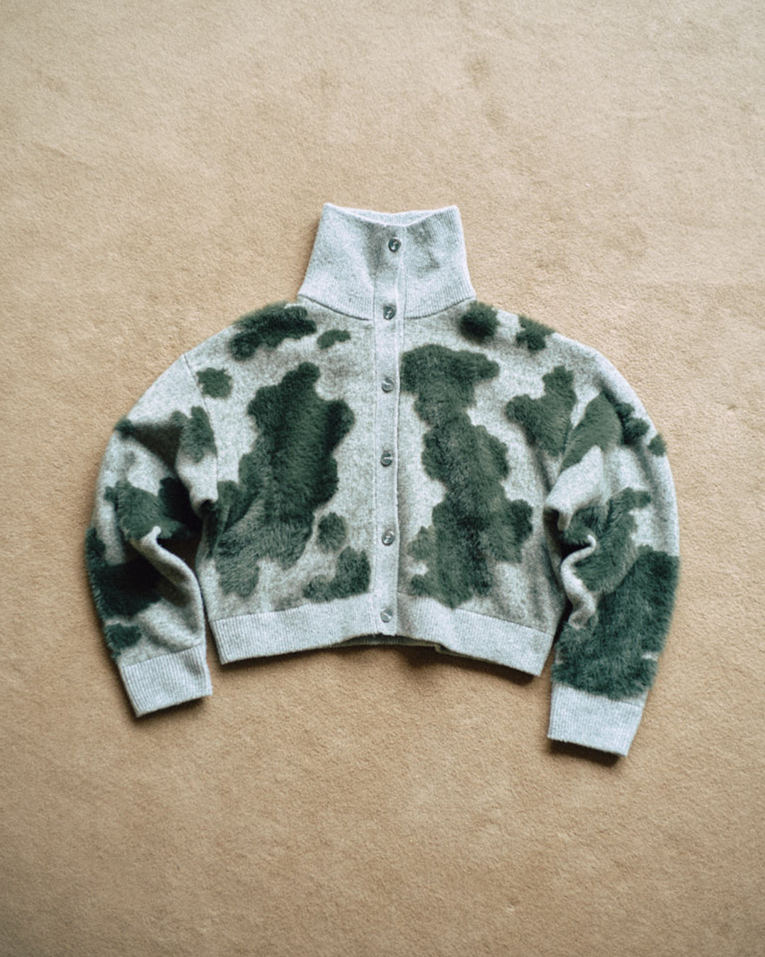 Pattern Knint Blouson -Green- - 01