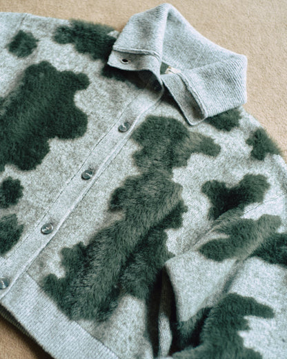 Pattern Knint Blouson -Green- - 12