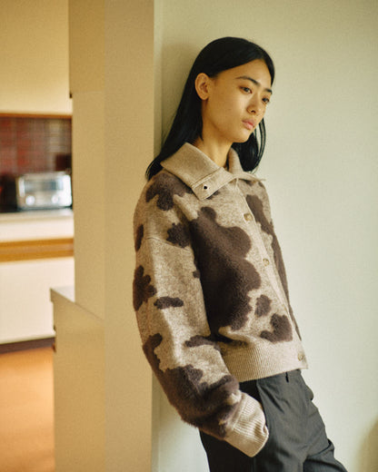 Pattern Knint Blouson -Brown- - 17