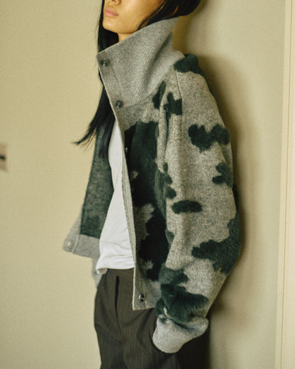 Pattern Knint Blouson -Green- - 28