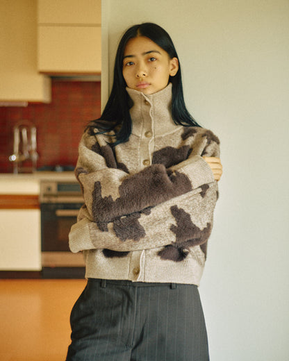 Pattern Knint Blouson -Brown- - 27